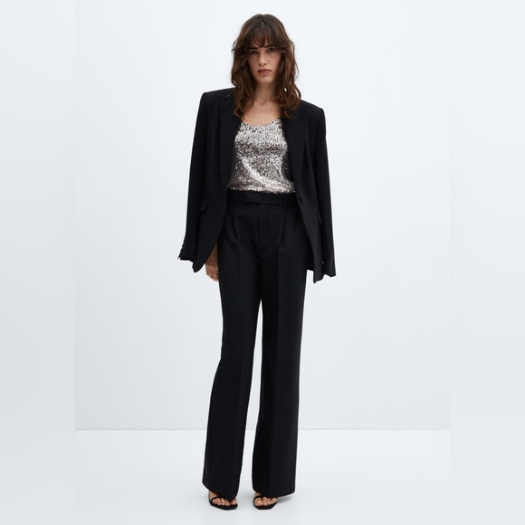 🆕 Mango Silver Sequin Camisole Top - Picture 4 of 10